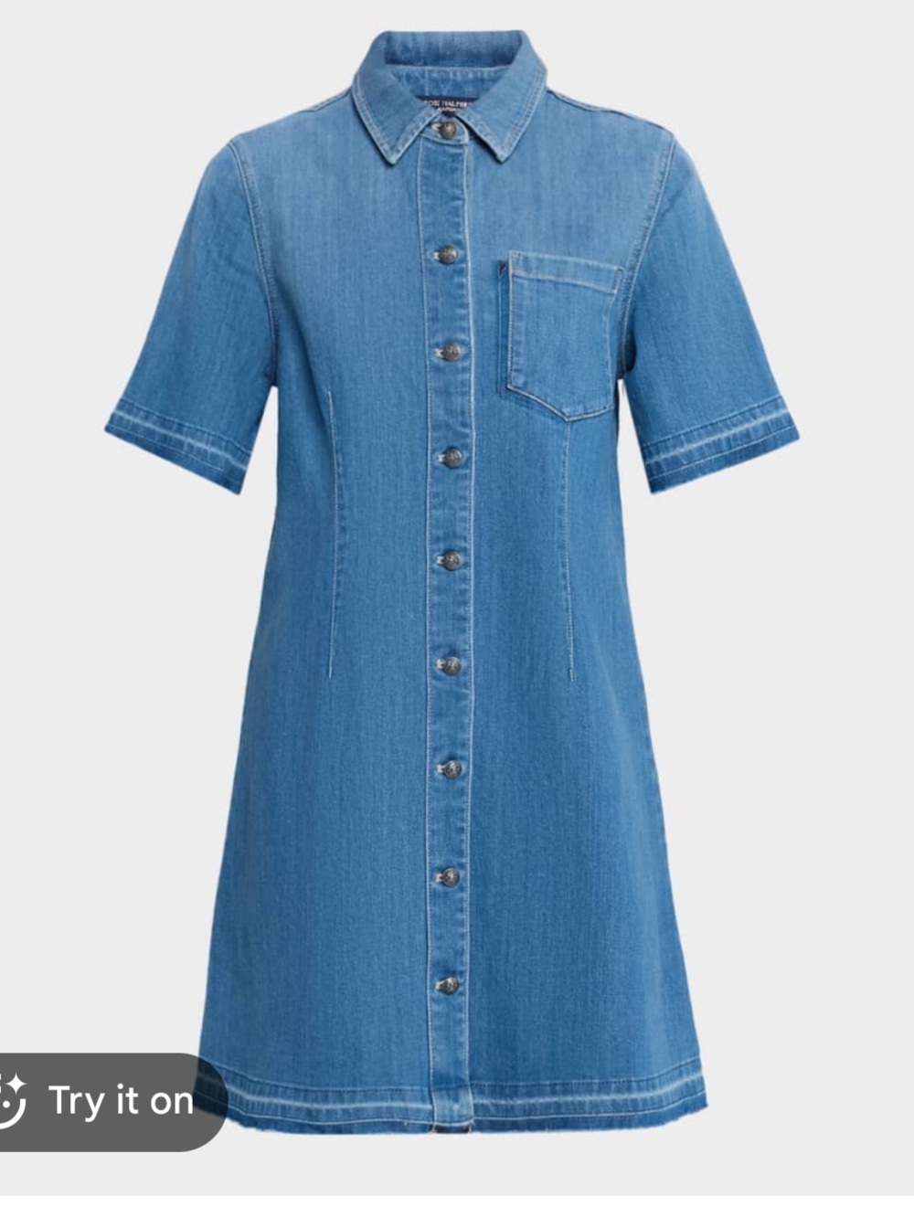 Kobi Halperin Alice Stretch Denim Blue Button-Front Raw-Edge Minidress sz S